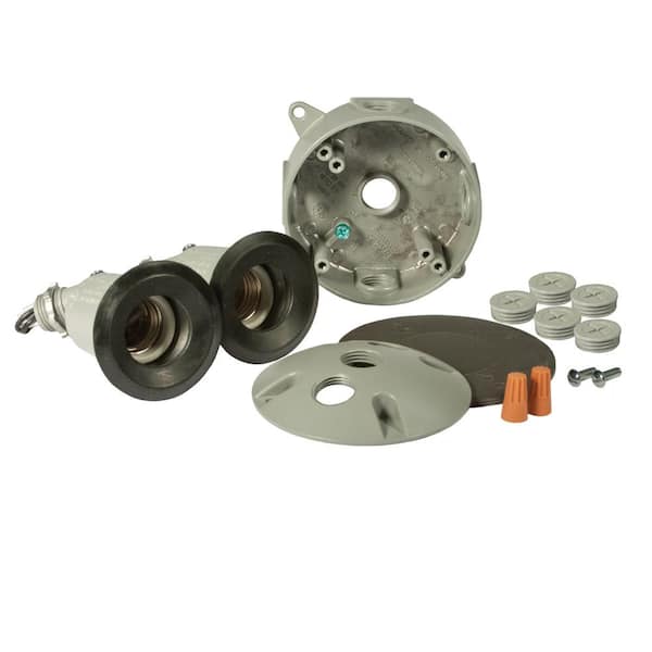 BELL N3R Gray Round Light Weatherpoof Kit includes with Box, Cover and 2 Lamp holders with External Gasket