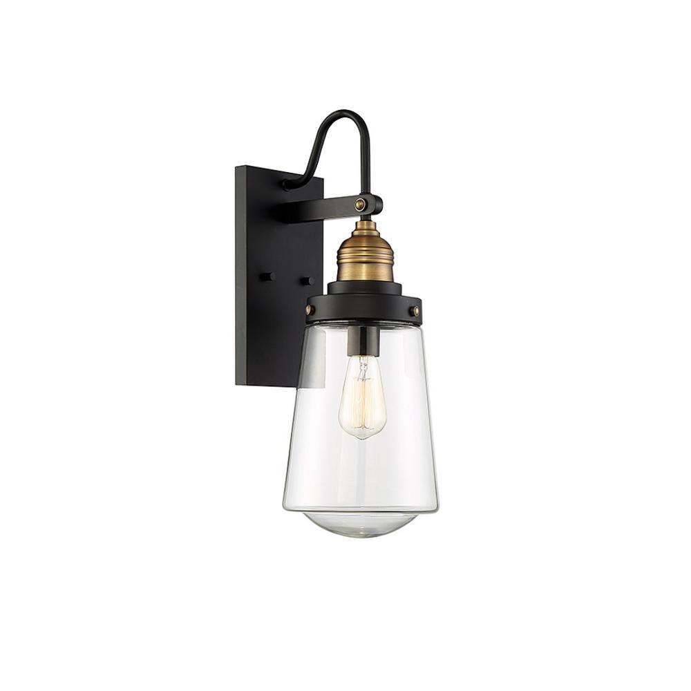 Macauley Vintage Black and Warm Brass Outdoor Wall Sconce