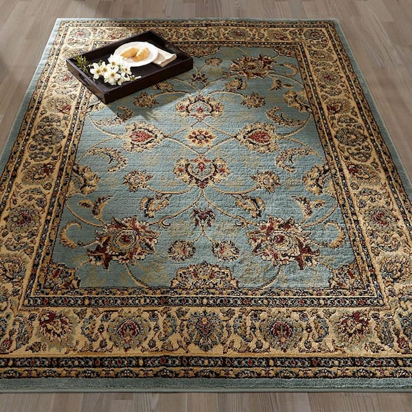 Sweet Home Stores King Collection Mahal Oriental Seafoam 8 Ft X 10 Ft Indoor Area Rug King1096 8x10 The Home Depot
