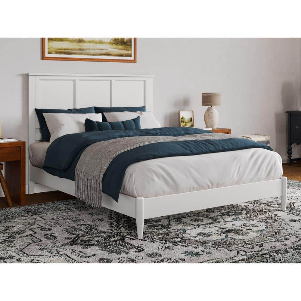 AFI Charlotte White Solid Wood Frame Queen Low Profile Platform Bed ...