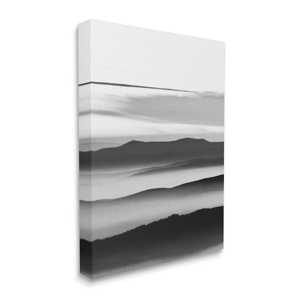 Stupell Industries "Misty Clouds Mountain Landscape Black White" by Design Fabrikken Unframed Nature Canvas Wall Art Print 24 in. x 30 in.