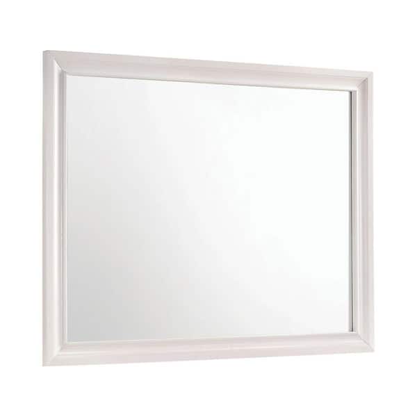 Benjara 1.25 in. W x 36.5 in. H Wooden Frame White Wall Mirror