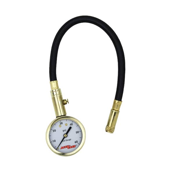 Accu-Gage Tire Pressure Gauge 11 in. Braided Air Hose Straight Foot Air Chuck 60 PSI