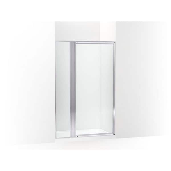 Attend 47.5 in. W X 72 in. H Pivot Framed Shower Door in Bright Silver
