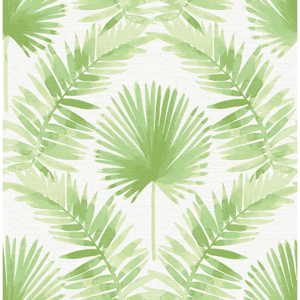 A-Street Prints Calla Green Painted Palm Wallpaper Sample