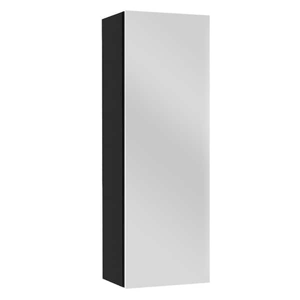 10 in. W x 30 in. H Rectangular Aluminum Medicine Cabinet with Mirror and Glass Shelves Black Wall Mount Bathroom