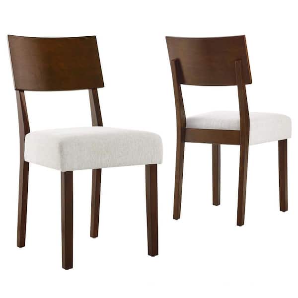 Pax Wood Dining Side Chairs - Set of 2 in. Walnut Heathered Weave Ivory