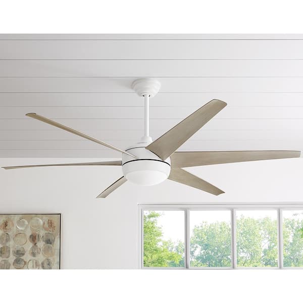 Windward 68 in. White Color Changing Integrated LED Matte White Ceiling Fan with Light Kit, DC Motor and Remote