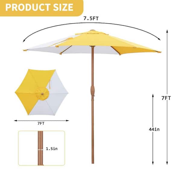 9' striped patio umbrella Cesicia 9 ft. Steel Outdoor Patio Umbrella Market Umbrella in Red Striped  with Push Button Tilt and Crank YJSAGL309K