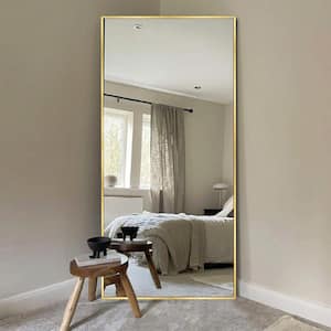 24 in. W x 71.2 in. H Oversized Modern Classic Rectangular Aluminum Frame Gold Full Length Floor Mirror Wall Mirror