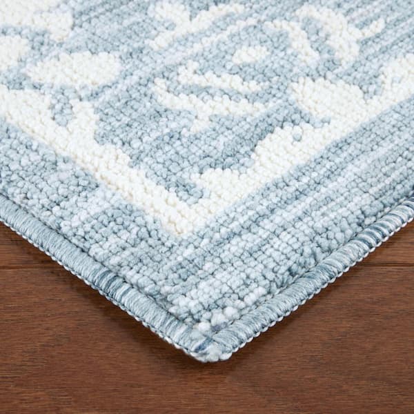 Town & Country Living Everyday Walker Damask Medallion Grey 24 in. x 72 in. Machine Washable Runner Kitchen Mat