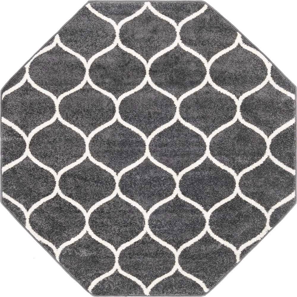 Trellis Frieze Rounded Dark Gray 7 ft. 10 in. x 7 ft. 10 in. Area Rug price history on PriceWatchPro