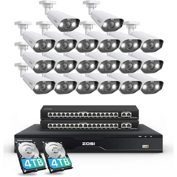 4K UHD 32-Channel 8TB POE NVR Home Security Camera System with 20 Wired 8MP Outdoor Bullet IP Surveillance Cameras