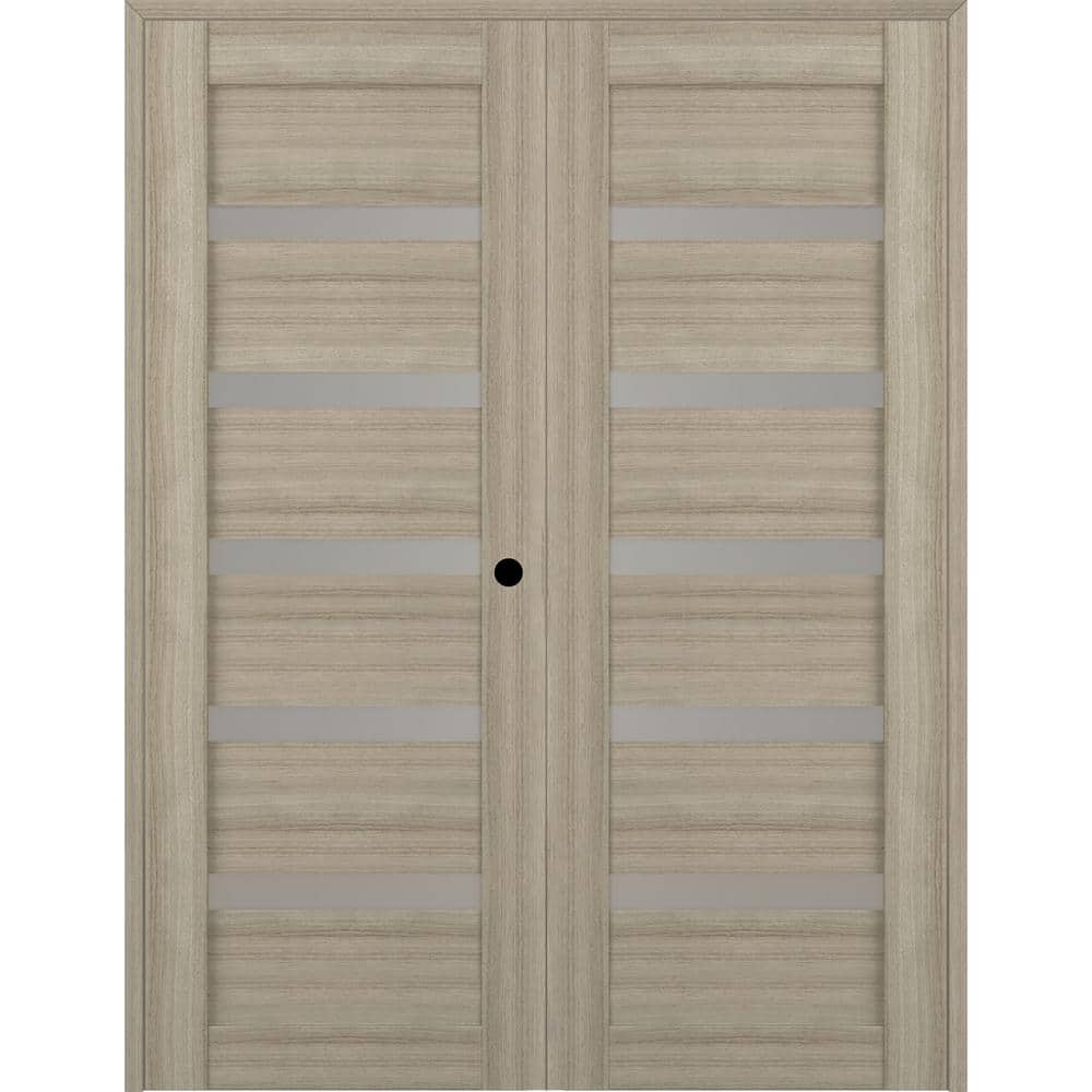 Leora Shambor Pine Composite Prehung French Door with Frosted Glass