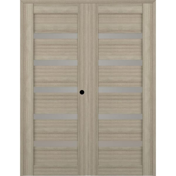 Belldinni Leora 56 in.x 83.25 in. Left Hand Active 6-Lite Frosted Glass Shambor Finished Wood Composite Double Prehung French Door