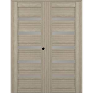 Leora 60 in.x 83.25 in. Left Hand Active 6-Lite Frosted Glass Shambor Finished Wood Composite Double Prehung French Door