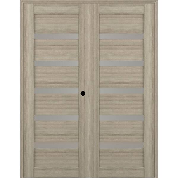 Belldinni Leora 64 in.x 83.25 in. Left Hand Active 6-Lite Frosted Glass Shambor Finished Wood Composite Double Prehung French Door