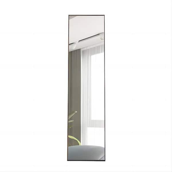 Polibi 15 in. W x 58 in. H Gray Solid Wood Frame Full-Length Mirror, Wall Mounted