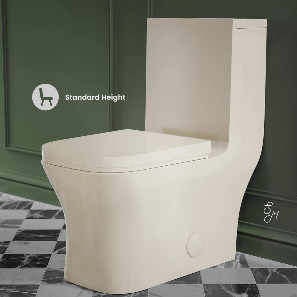 Concorde Bisque Square High-Efficiency Dual-Flush Toilet