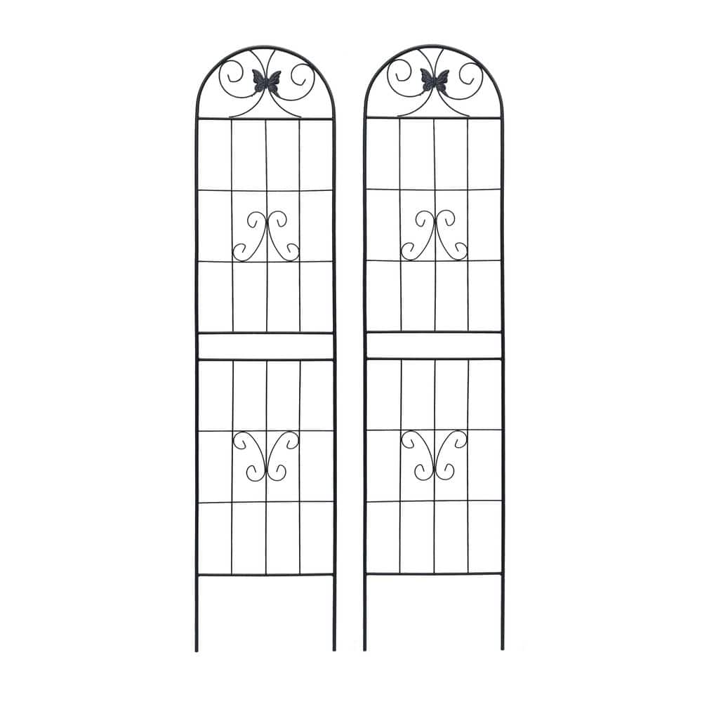 2-Pack 86.7 in. H Black Metal Garden Trellis, Outdoor Rustproof Trellis for