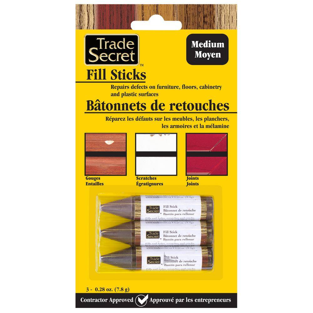 Trade Secret 0.28 Oz. Medium Brown Wood Filler for Furniture and Floor Wax Touch Up Sticks (3
