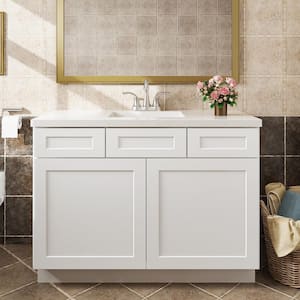 42 in. W x 21 in. D x 34.5 in. H in Shaker White Plywood Ready to Assemble Floor Vanity Sink Base Kitchen Cabinet