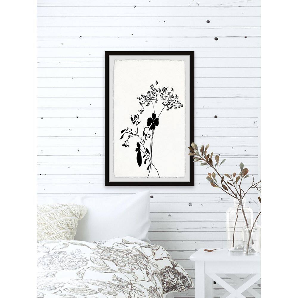 Black and White Floral Print Framed Wall Art