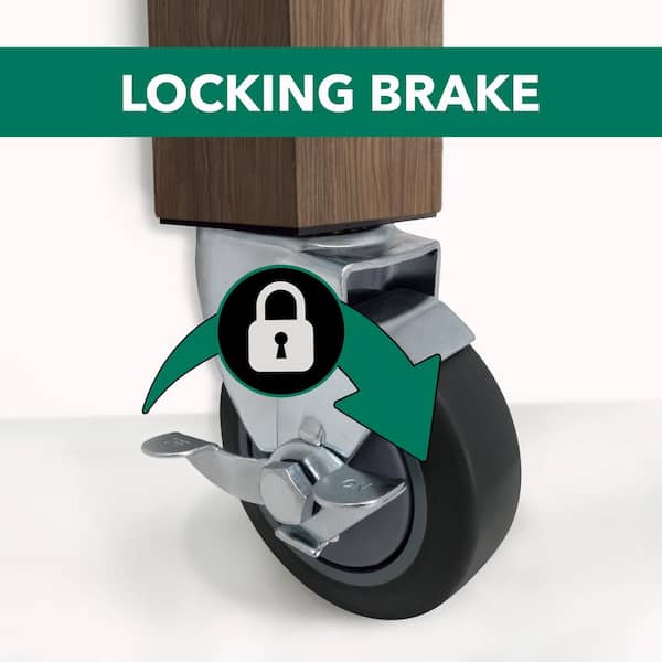 Everbilt - 4 in. Gray Rubber Like TPR and Steel Swivel Plate Caster with Locking Brake and 250 lb. Load Rating