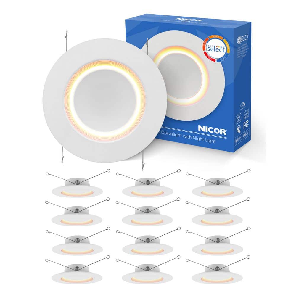 RDN 5/6 in. White Baffle Selectable CCT Housing Required Integrated LED Recessed Light Trim with Nightlight, 12-Pack price history on PriceWatchPro