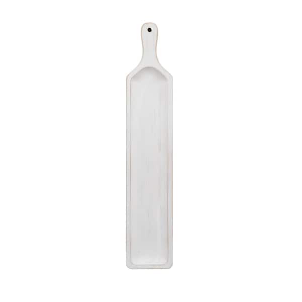 PARISLOFT White Long Narrow 23.6"L Wood Decorative Tray