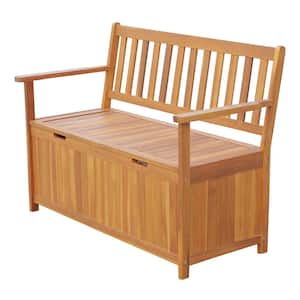 47 in. Wooden Outdoor Storage Bench with Removable Waterproof Lining