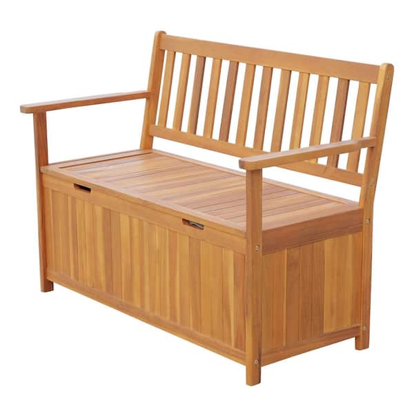 Outsunny 47 in. Wooden Outdoor Storage Bench with Removable Waterproof Lining