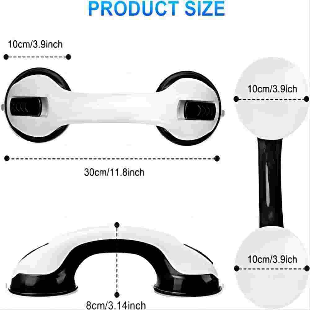 Dyiom Suction Cup Grab Bars Showers, Length in. 16 .5, x Dia. in 3.75, Concealed Screw, Shower Grab Bar, in White