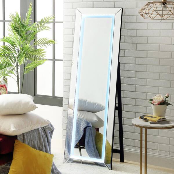 Inspired Home Oversized Mirrored Glass Lighted Classic Mirror (63 in. H X 1 in. W)