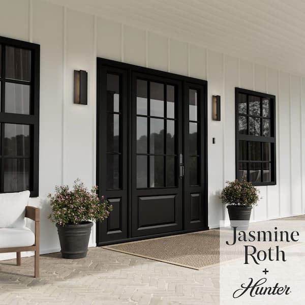Hunter Canoga 1 Light Matte Black Integrated LED Rectangle Outdoor Lighting for Foyer / Entry Way