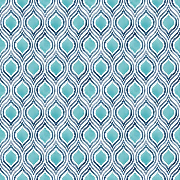 A-Street Prints Plume Turquoise Ogee Turquoise Wallpaper Sample