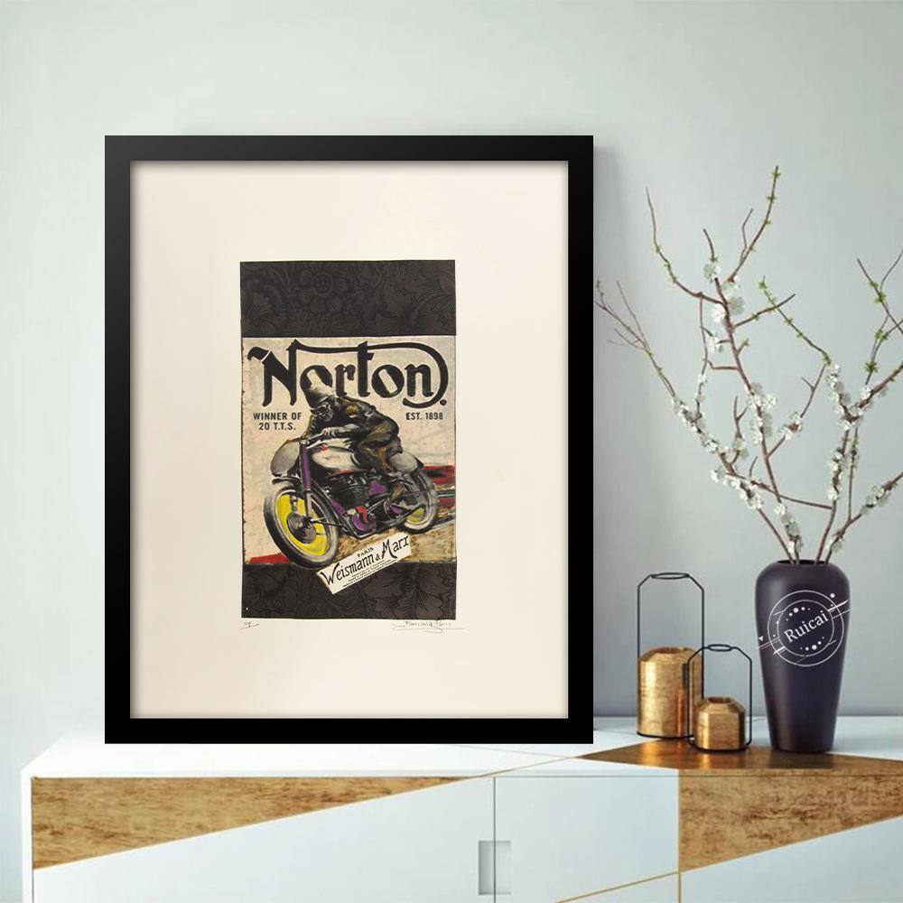 Vintage Norton Motorcycles 14" x 18" Framed Print