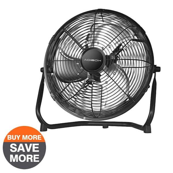 Edendirect 18 in. 3-Fan Speeds High-Velocity Industrial Heavy Duty Metal Floor Fan in Black with Tilting Head