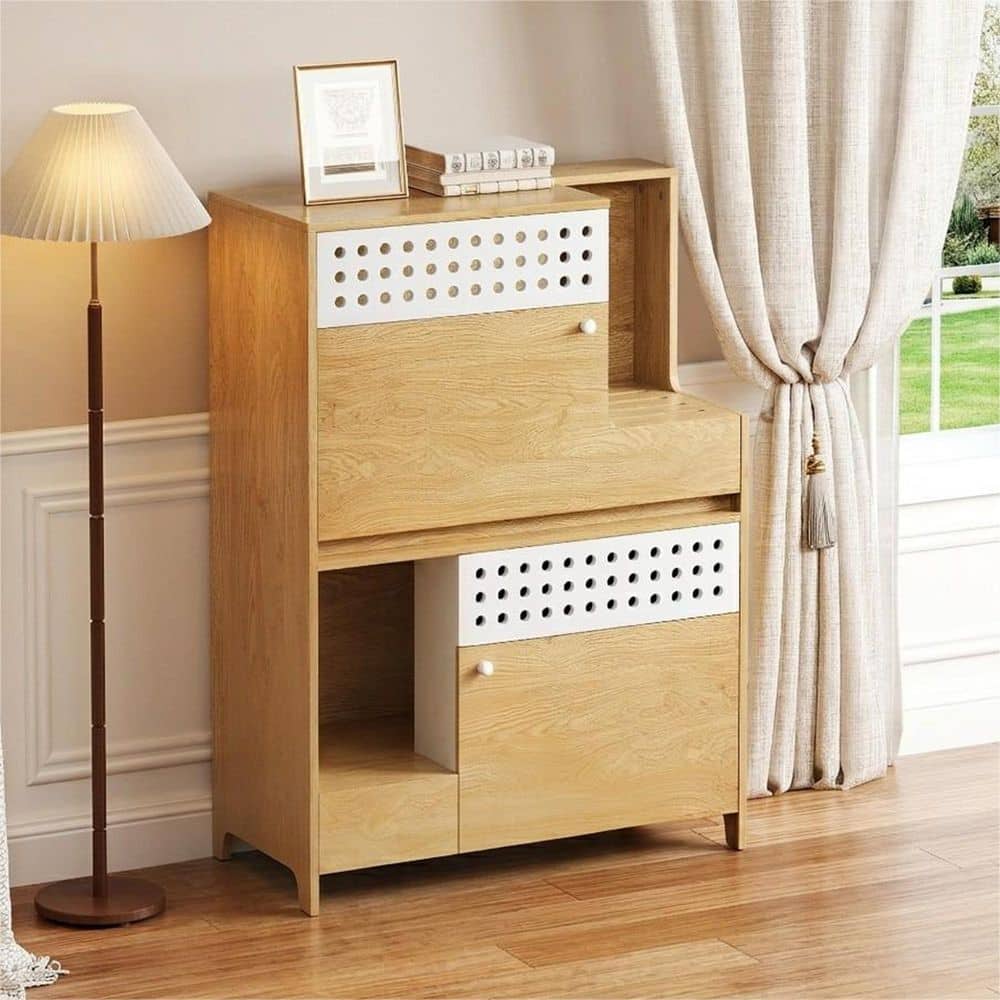 2 in 1 Natural 44.8 in .H Storage Cabinet with Storage