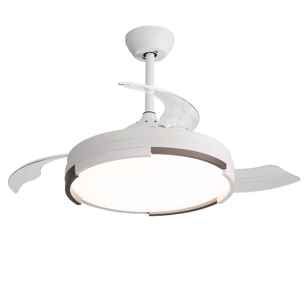 Sofucor 42 in. LED Indoor/Outdoor White Retractable Ceiling Fan with