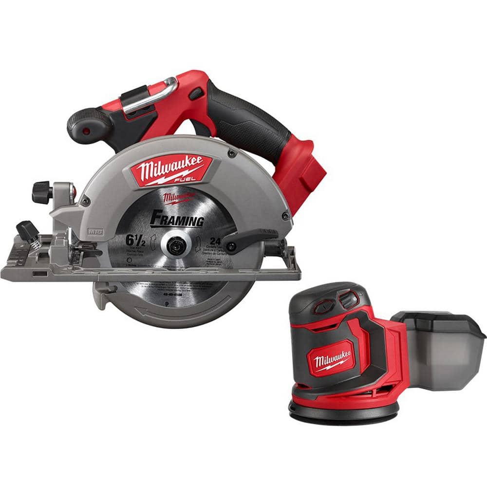 Milwaukee M18 FUEL 18-Volt Lithium-Ion Brushless Cordless 6-1/2 in. Circular  Saw with M18 in. Random Orbit Sander 2730-20-2648-20 The Home Depot