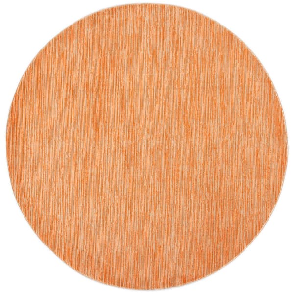 Vision 3 ft. x 3 ft. Round Orange Solid Marle Area Rug