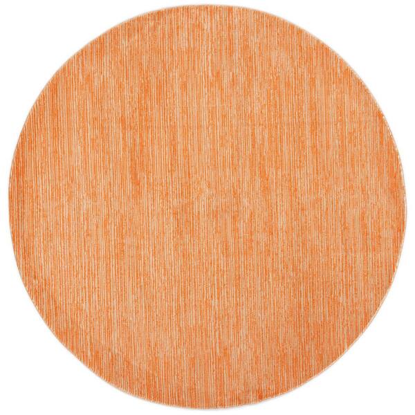 Vision 5 ft. x 5 ft. Orange Solid Color Round Rug