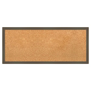 Svelte Clay Grey Wood Framed Natural Corkboard 31 in. x 13 in. bulletin Board Memo Board