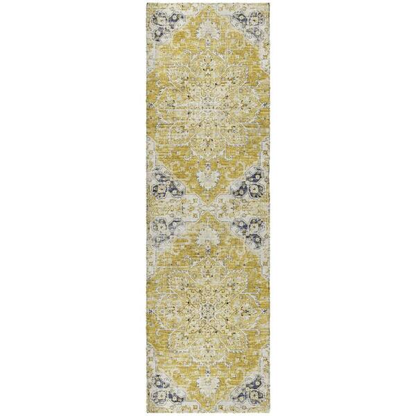 Dream Shag Premium Machine Washable Abstract ADS93 Gilded 2 ft. x 7 ft. Runner Rug