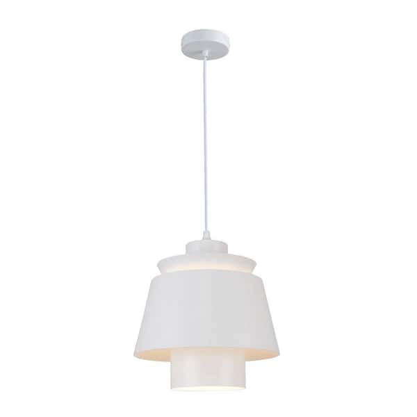 Contemporary Industrial D8. 7 in. 1-Light White Geometric Multi-Layer Metallic Mini Pendant Light No Bulb Included