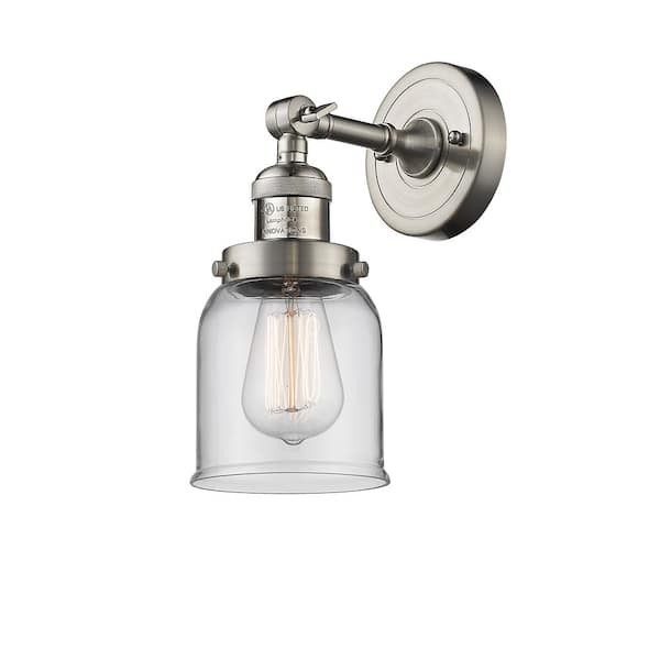 Innovations Bell 1-Light Brushed Satin Nickel Wall Sconce with Clear ...