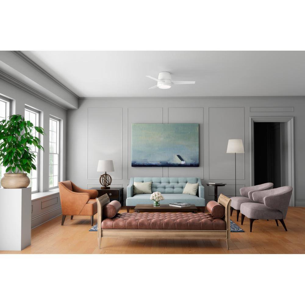 Fresh White 44" Low Profile 3-Blade Ceiling Fan with LED Light