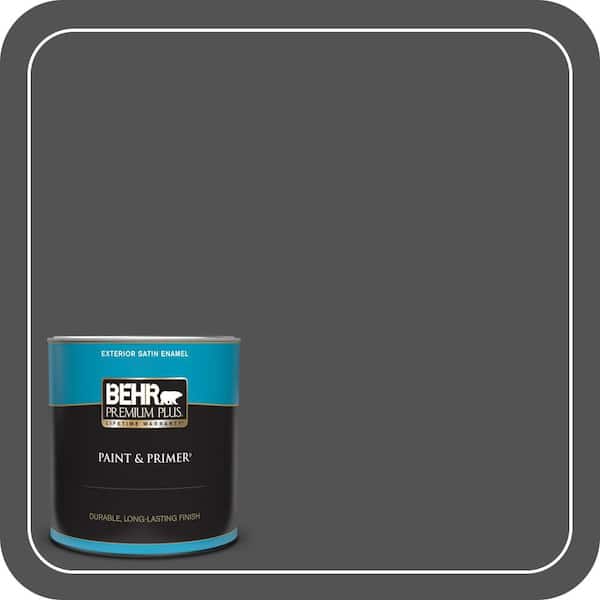 BEHR PREMIUM PLUS 1 qt. #BXC-30 Black Space Satin Enamel Exterior Paint & Primer