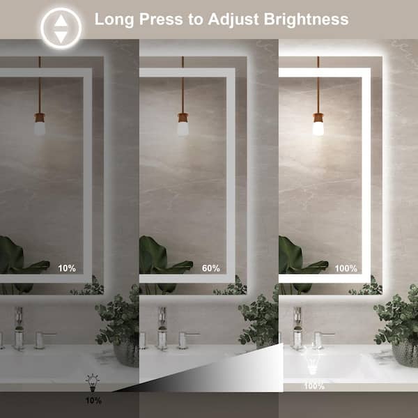 Reviews for Klajowp 28 in. W x 20 in. H Small Rectangular Frameless Anti-Fog LED Light Wall Mounted Bathroom Vanity Mirror in White | Pg 1 - The Home Depot Reviews for Klajowp 28 in. W x 20 in. H Small Rectangular Frameless Anti-Fog LED Light Wall Mounted Bathroom Vanity Mirror in White | Pg 1 - The Home Depot
